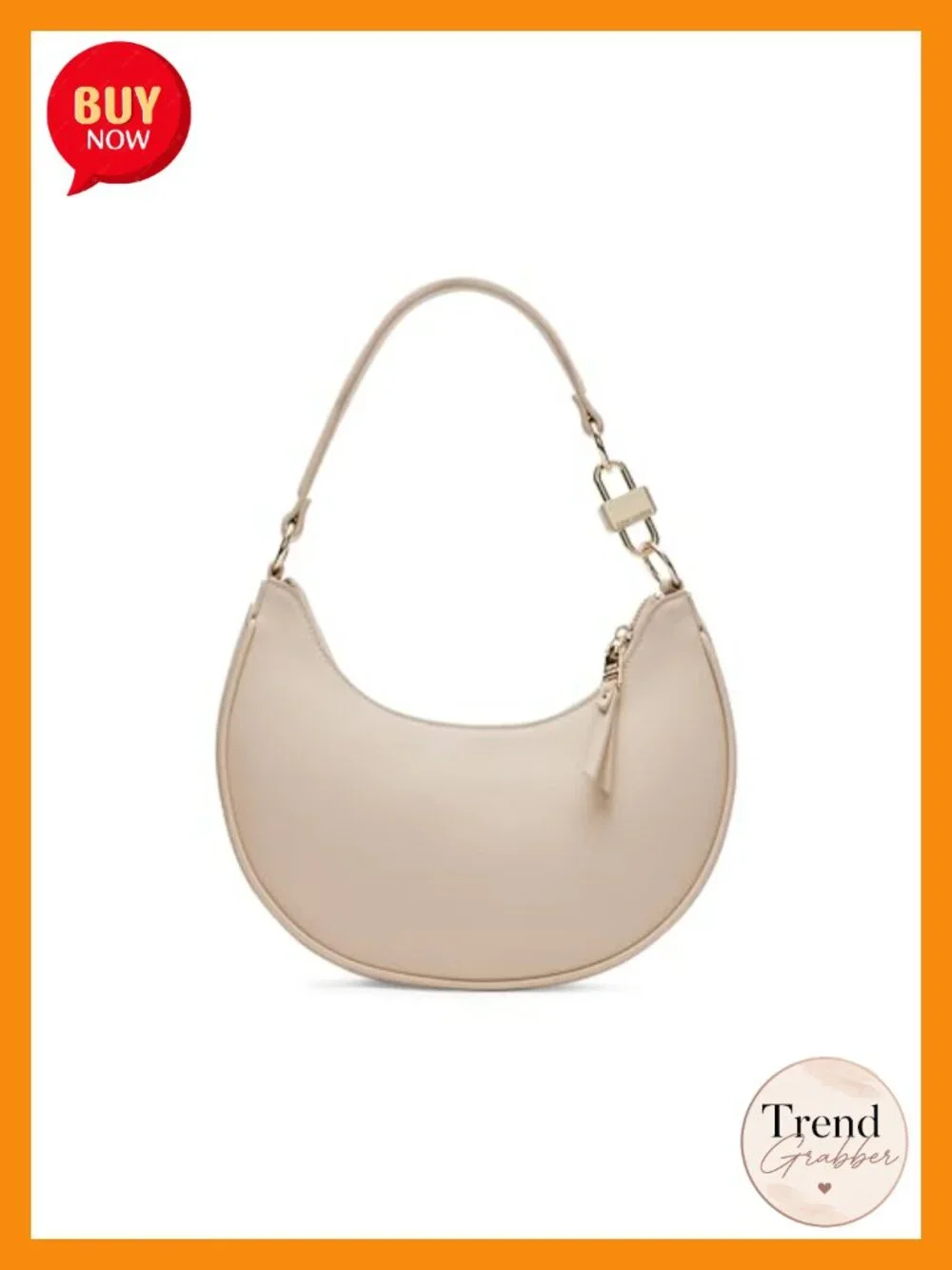 Crescent Shoulder Bag with Zip Closure and Multiple Pockets